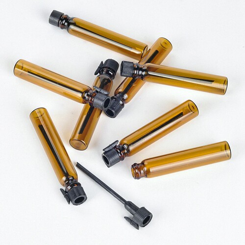 1ml light-proof brown glass essential oil dispensing bottle trial size perfume bottle drop stick brown small sample bottle portable empty bottle