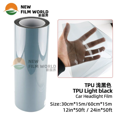 Car TPU blackened light film PU transparent automatic repair protection anti-scratch TPH headlight color change film Tail Light Film (Automotive Film) - 03x15m-tpu-light-black