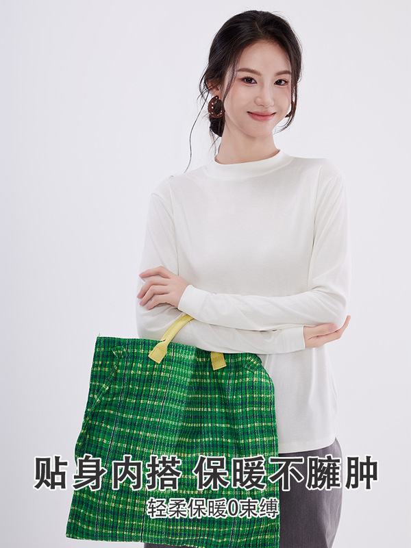 富欣娜半高领打底衫秋冬新款纯色长袖t恤薄款修身内搭上衣可外穿|undefined