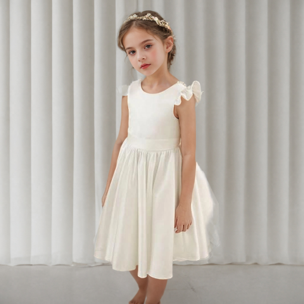 Elegantes Mädchen Satin Kleid Für Klavierkonzert Und Geburtstag_voghion.com