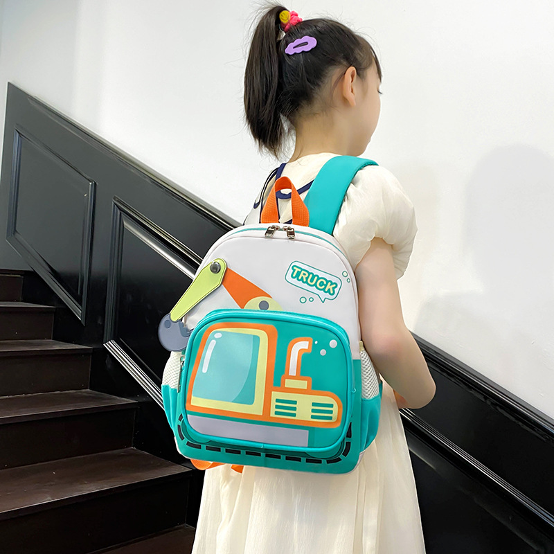 Jardín de infantes lindas mochilas para bebés caricaturas interesantes excavadoras mochilas para niños y niñas mochilas para niños de gran capacidad