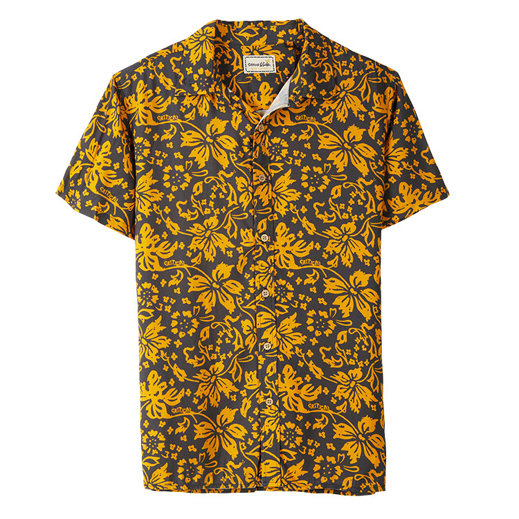 New men's floral cotton shirt men's casu...