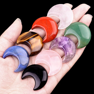 1602-30mm moon natural crystal agate stone crescent shape diy non-porous Moon Jewelry accessories material