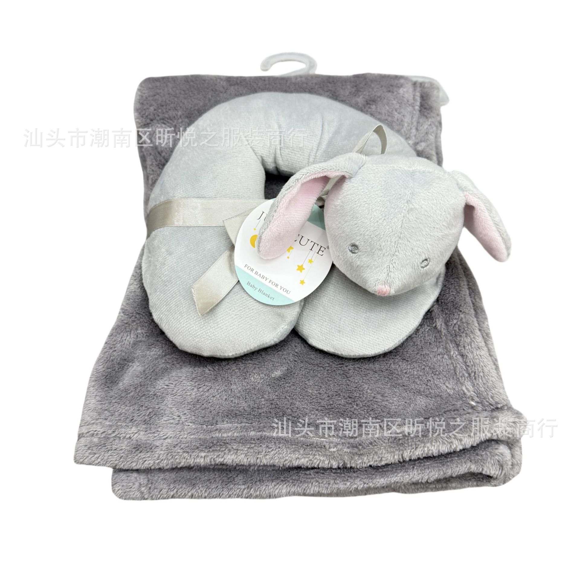 Juego de Manta y Almohada Cervical en U de Terciopelo de Coral para Recién Nacidos y Bebés