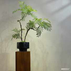 花楹绿植轻奢中式禅意桌面植物小型盆栽景玄关假花摆件