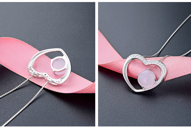 Simple Heart-shaped Popular Necklace S925 Silver Zircon Clavicle Chain display picture 2