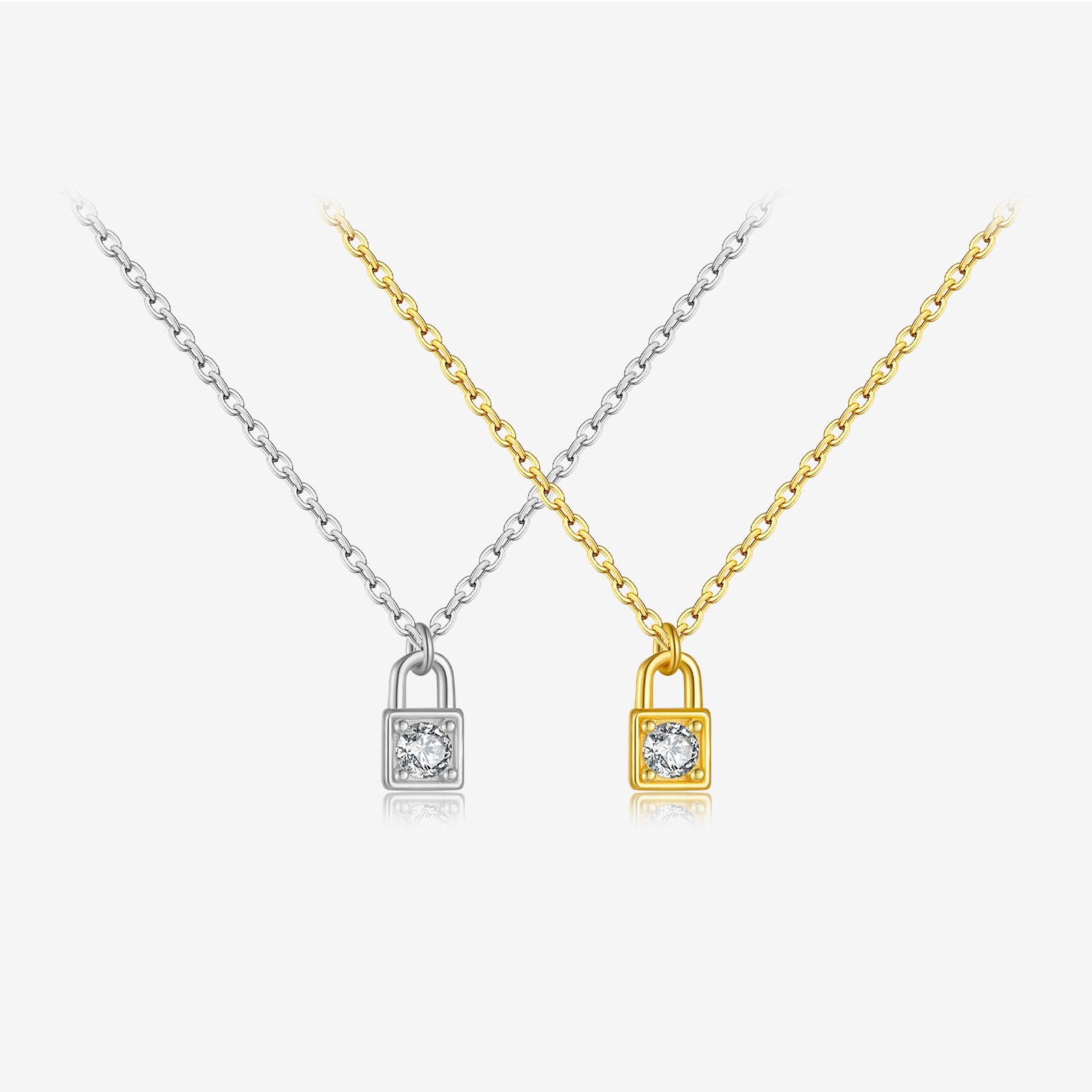 經典新款S925純銀滿鑽小鎖吊墜項鍊新款設計品質歐美簡約廠家直發