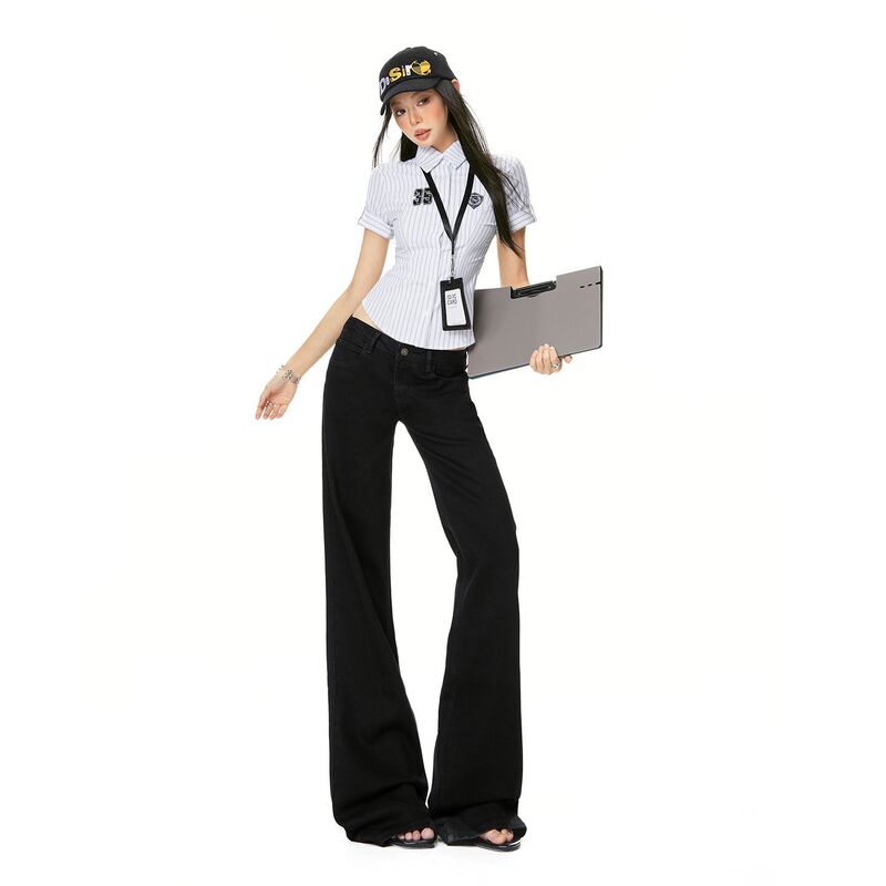 2026 Spring New American Style Spicy Girl Low-Waist Jeans That Flatter the Leg Shape, Are Loose-Fitting, Slimming, and Have a Slight Flare for Women 2026 Spring New American Style Spicy Girl Low-Waist Jeans That Flatter the Leg Shape, Are Loose-Fitting, Slimming, and Have a Slight Flare for Women