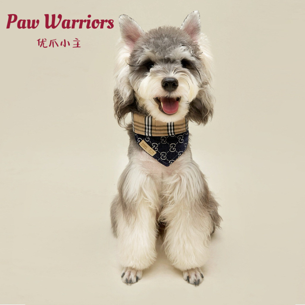 Bufanda de saliva para mascotas Bufanda de doble capa gruesa Bufanda triangular de microblogging cachorro Teddy Corgi Bichon algodón de doble cara otoño e invierno