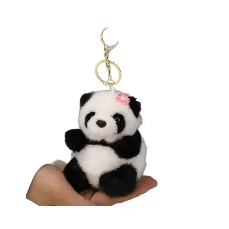 正版花花熊猫毛绒玩具公仔背包小挂件书包挂饰玩偶成都基地同萌