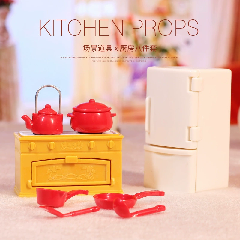 Miniature Dollhouse Furniture Set, Multicolor Plastic, Multi-Scene Kit (Tables, Beds, Kitchen)