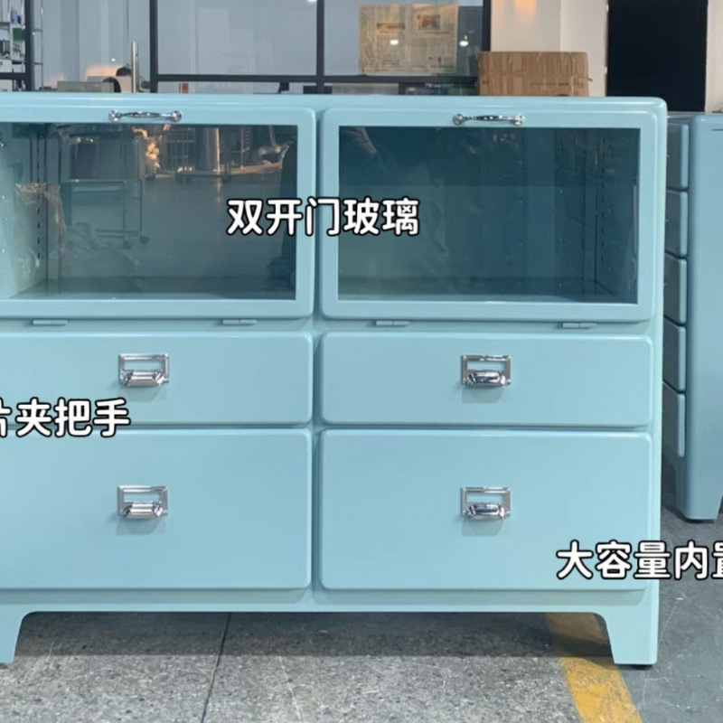 クリエイティブでカラフルな日本のレトロな鉄の金属引き出し環境に優しいサイドボード収納キャビネットインターネット有名人の鉄の収納キャビネット|undefined