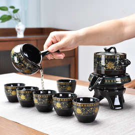 懒人半自动陶瓷茶具套装石磨旋转出水功夫泡茶器家用茶壶茶杯批发