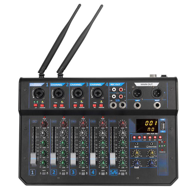 (2개) GM-26 전문 6 웨이 무선 마이크 무대 믹서 가족 야외 노래방 잔향 소형 성능 장비