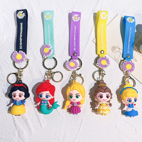 Cute Cartoon Snow White Bag Pendant Princess Car Keychain Wholesale Mermaid Keychain Blind Box