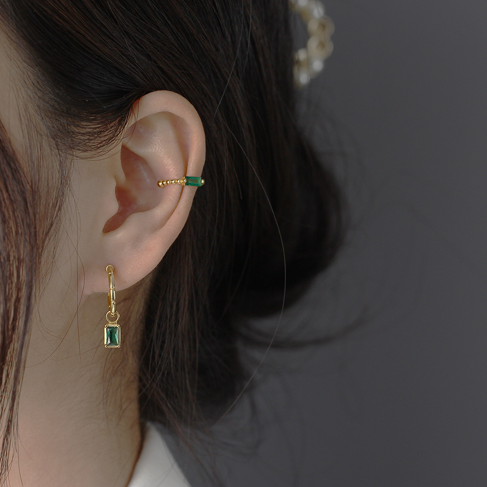 925 Sterling Silver Ear Needle Material 18K Real Gold Plated, Platinum Plated Plating Material 925 Sterling Silver Zircon C Shape Earrings