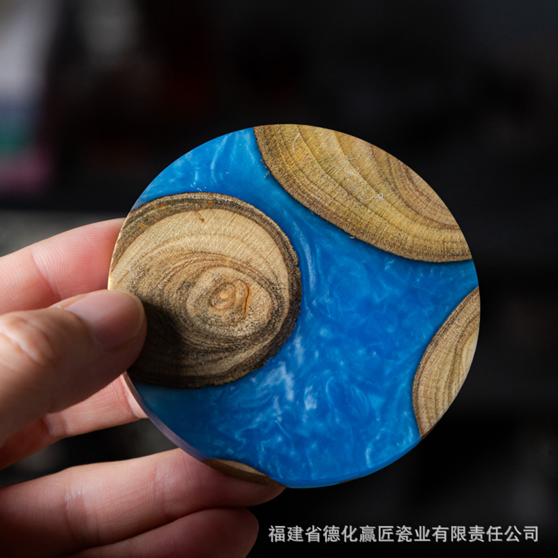 Posavasos de mármol transfronterizo posavasos de madera creativa boj anti-escaldado café bar mantel tapete té con aislamiento térmico posavasos redondos