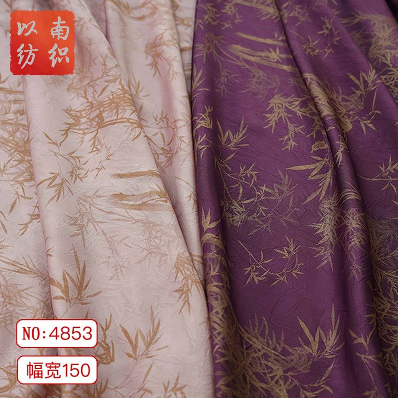 [Bamboo Shadow Wind] アセテート両面サテン金箔プリント生地アンティークチャイナドレス微弾性ジャカード生地|undefined