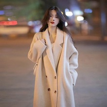 美拉德加棉加厚中长款毛呢外套女秋冬小个子法式慵懒时尚呢子大衣