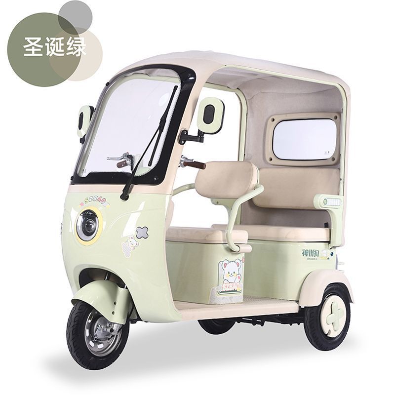 Triciclo Eléctrico Techado de Carga y Pasajeros, Doble Fila, para Adultos y Uso Doméstico image 6
