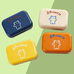 Korean Style American Beauty Contact Lens Box with Ins Style Cartoon Couple Lens Case, Cute and Adorable Bear Portable Storage Box