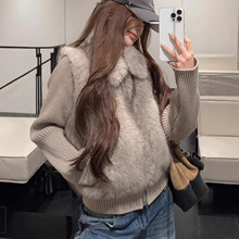 2025冬季新款年轻环保皮草毛毛外套女短款小个子针织袖马甲可拆卸