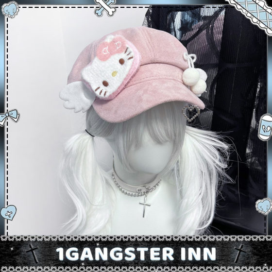 Subculture Pink Hat House Two-dimensional KT Beret Personality Cute