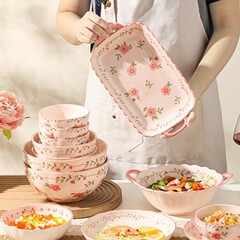 餐具高颜值碗盘套装小清新碗筷碗具乔迁新居碗碟套装深盘碟子餐盘