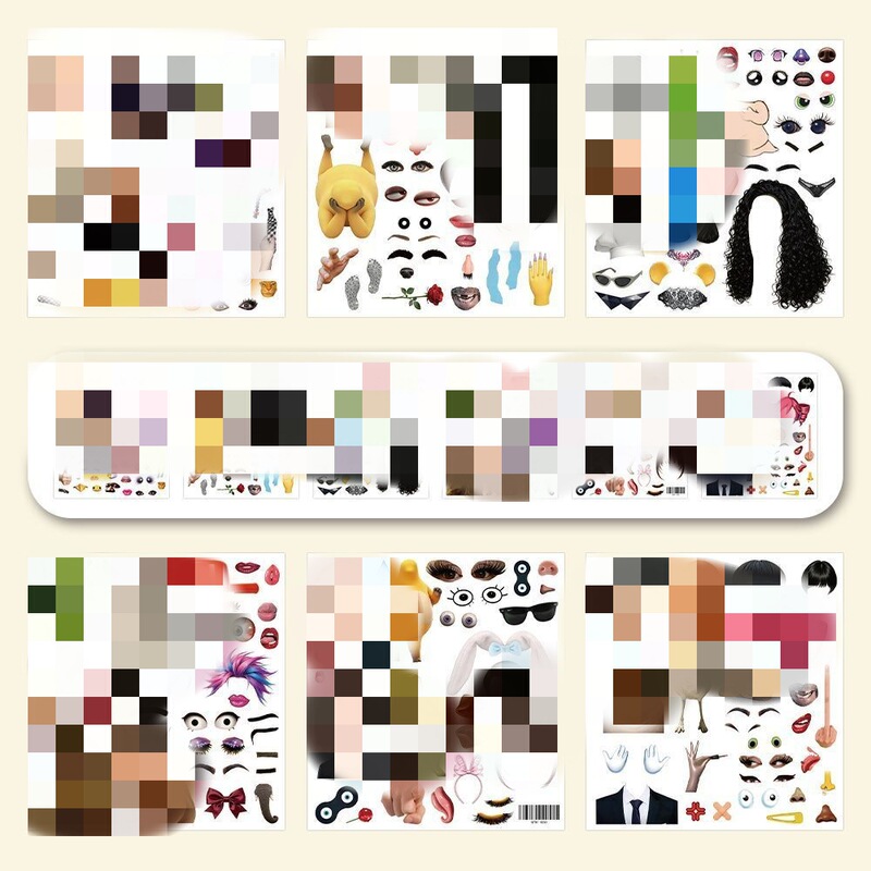 【Create the Ideal Shape】Creative meme collage of facial features, aesthetic accumulation for baby food, abstract stickers