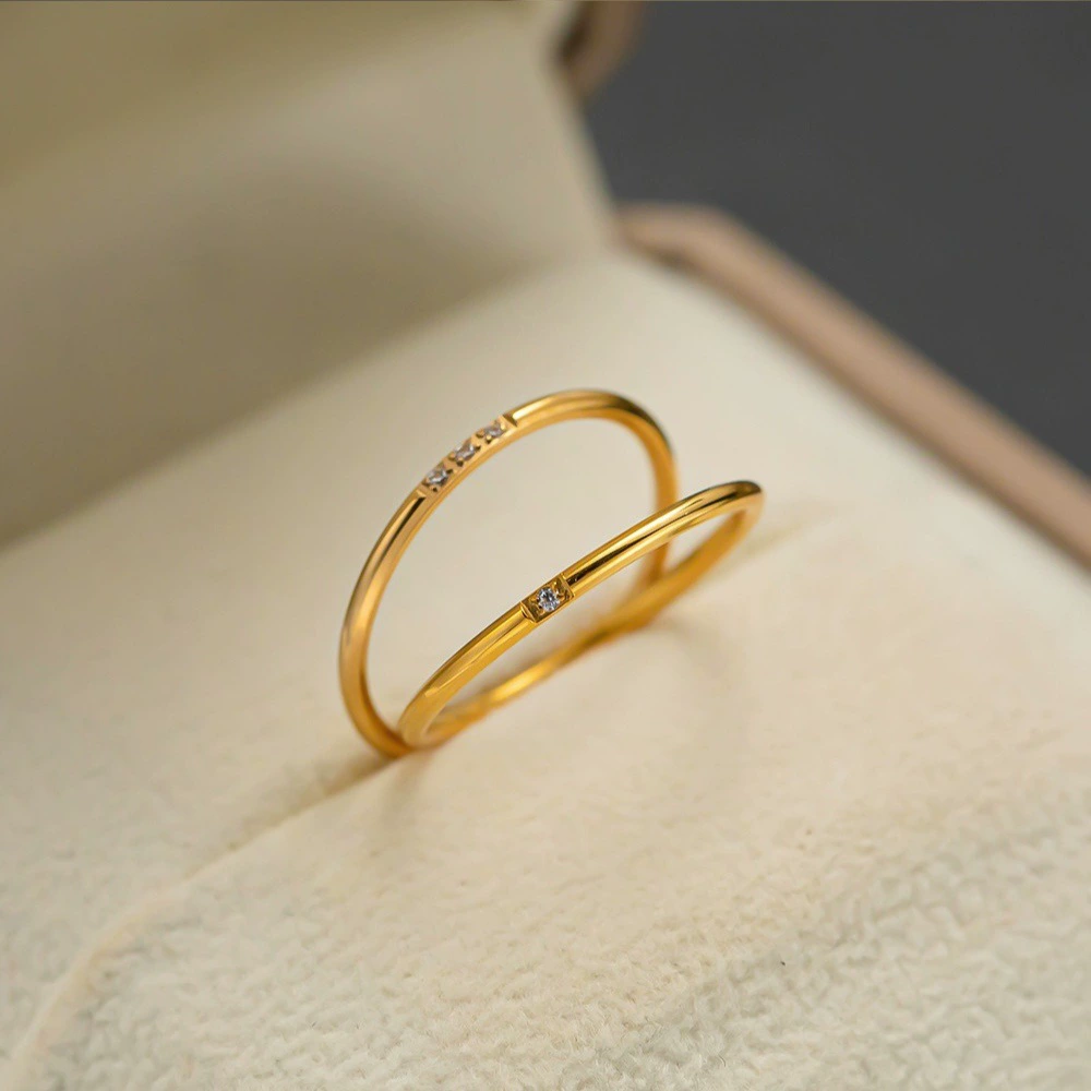 Чрезвычайно тонкое простое кольцо Кольцо из титановой стали с цирконием, Женское кольцо в холодном стиле, нишевый дизайн, высококачественное кольцо, не выцветающее