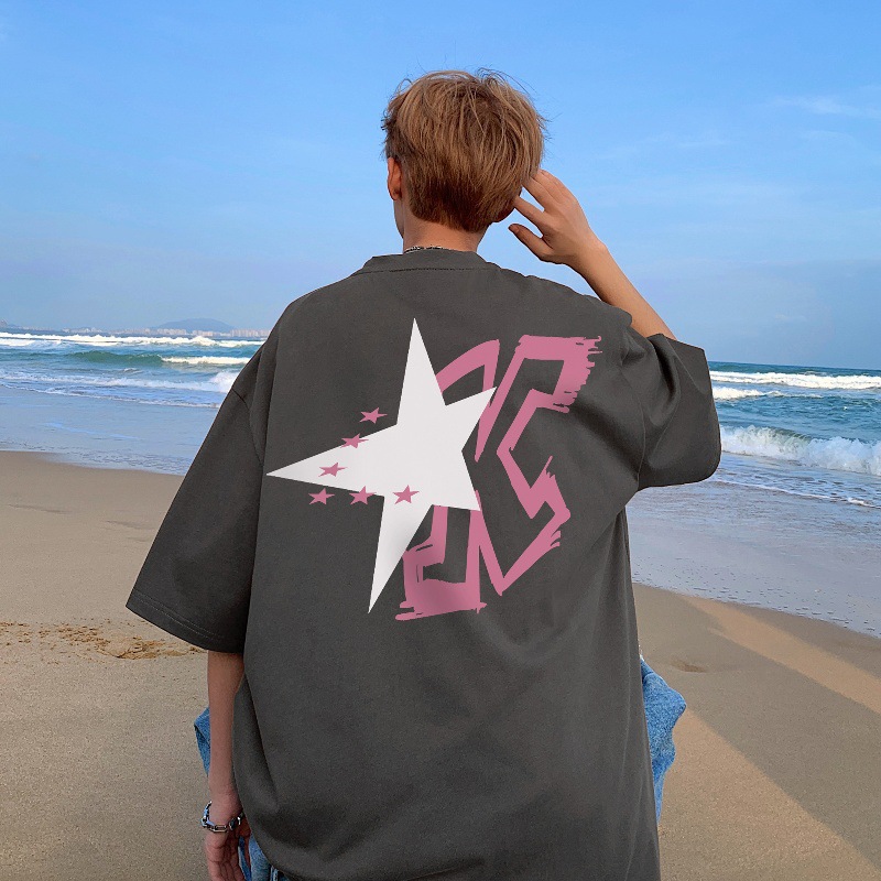 T-shirt uomo in cotone con stampa sul retro stile rétro estate_voghion.com