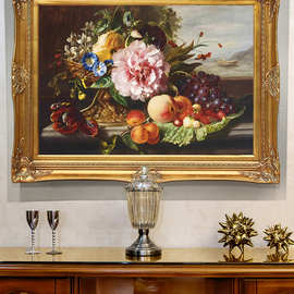 欧式古典静物花卉手绘油画别墅客厅美式餐厅玄关装饰画水果静物