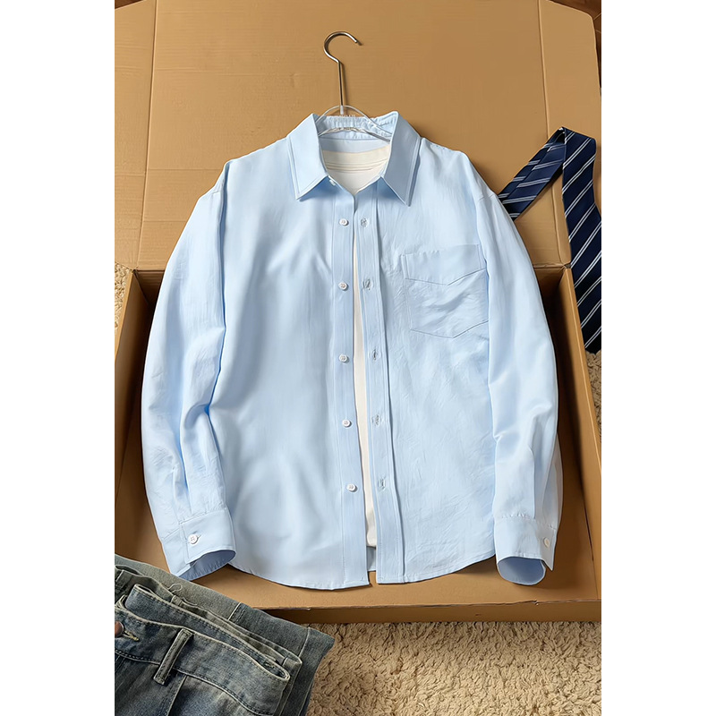 Hong Kong-style Retro Casual 2026 Spring New Simple Solid Color Long-sleeve Shirt With A Youthful Vibe, Trendy Tops For_voghion.com