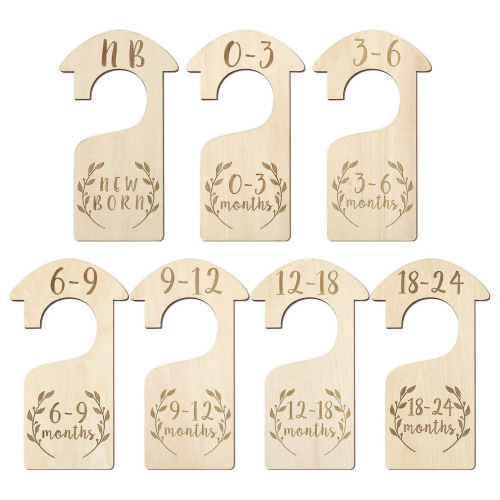 American country-style baby wardrobe separator, clothing size wooden separator hanging board, baby wardrobe size separator