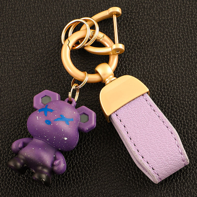 Llavero de coche transfronterizo osito INS macaron color violento llavero colgante bolso colgante llave