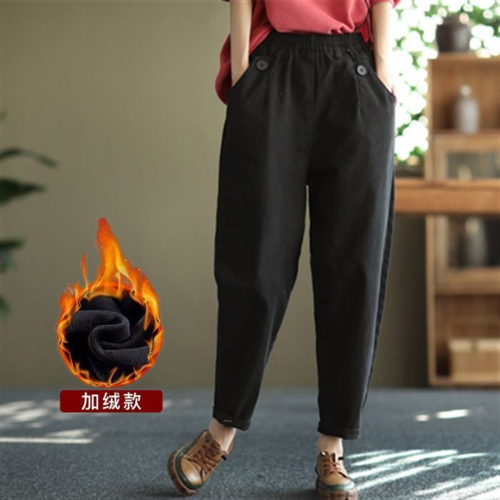 纯棉工装裤女春秋季宽松大码休闲裤高腰百搭工装裤运动直筒裤子潮|undefined