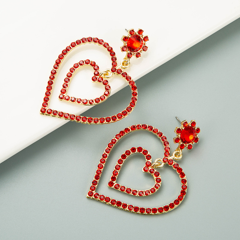 Creative Hollow Double Heart-shaped Earrings display picture 6