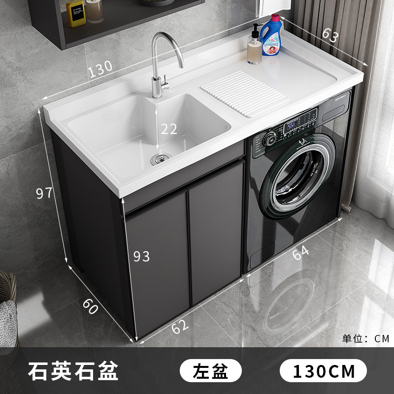 Lavadora socio integrado gabinete balcón lavabo mueble de baño lavabo mesa de lavado espacio lavadero de aluminio piscina piedra de cuarzo image 25