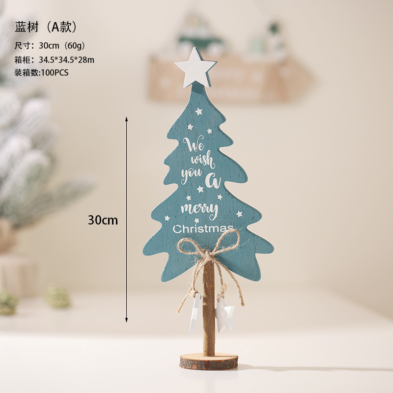22 nuevos árboles de madera creativos decoraciones de escritorio de árboles de Navidad escenas de muñeco de nieve de alce decoración de Navidad