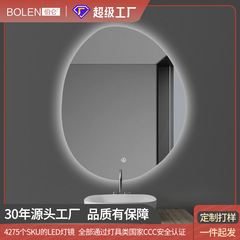 BOLEN 特殊形状楕円形バスルームドレッシングテーブル壁掛けライト付き化粧鏡 LED バスルームミラー スマートバスルームミラー