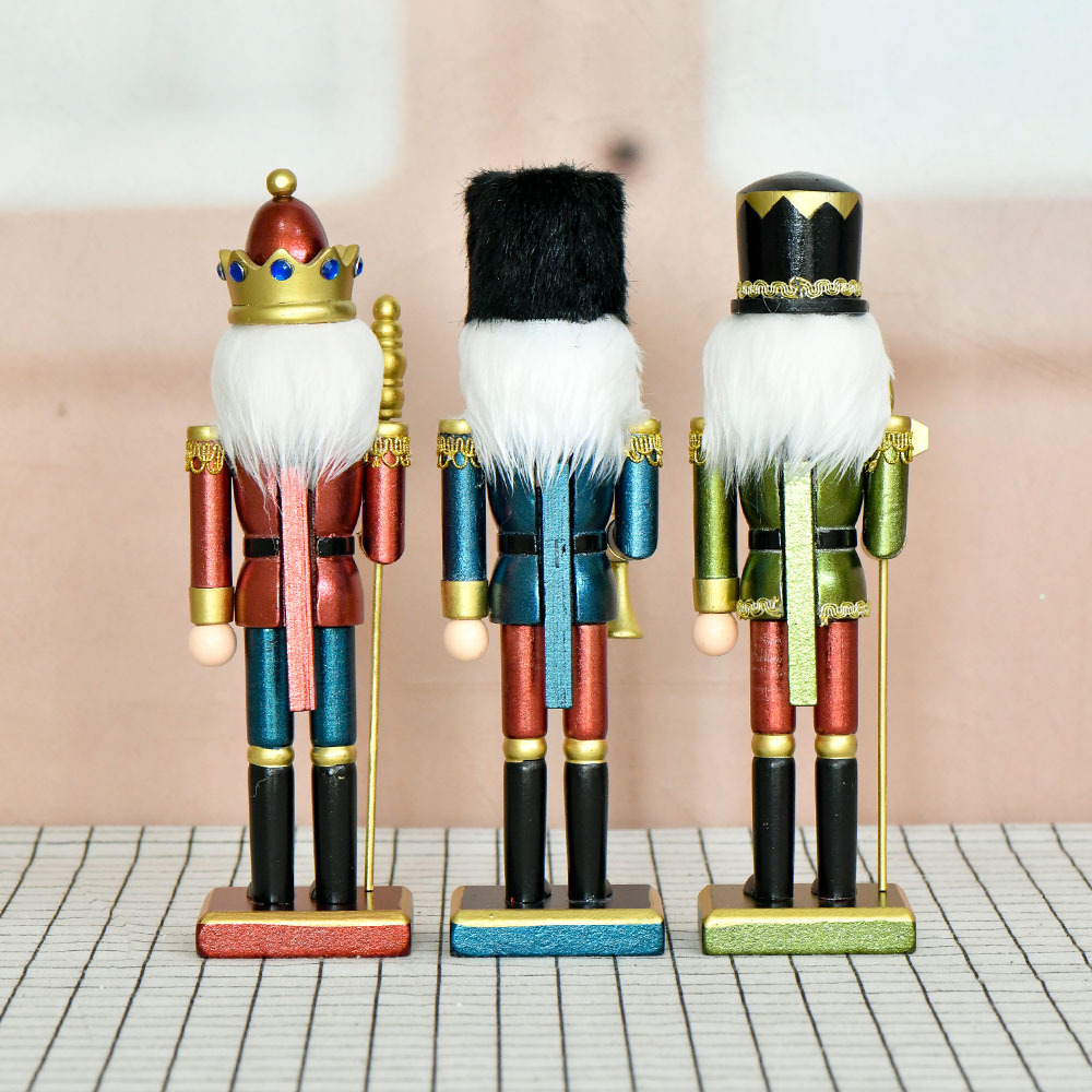 Inventario 10in estilo nórdico cascanueces decoraciones 25cm perlas adornos de Navidad nueces soldados marionetas