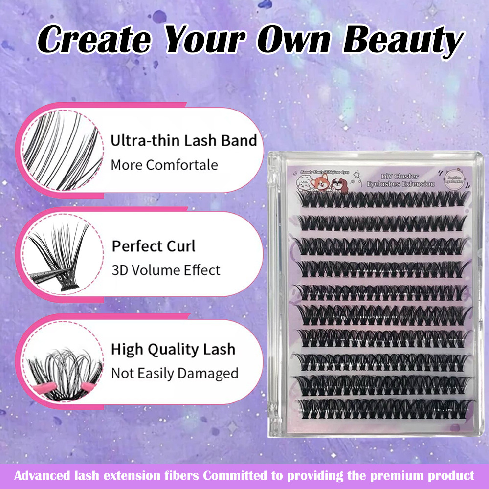 Comercio exterior venta caliente nuevo diez filas de pestañas gruesas 50D Barbie perezosa curva simulación de segmentos auto-injertos pestañas falsas