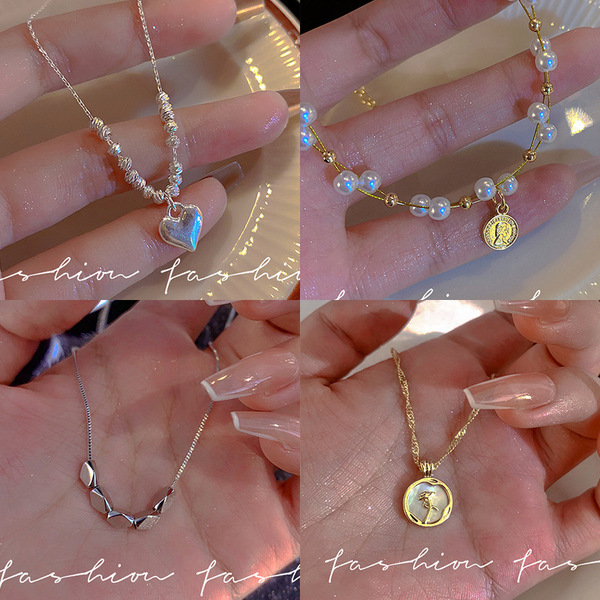 Ins style highend light luxury pearl necklace love hot girl beaded