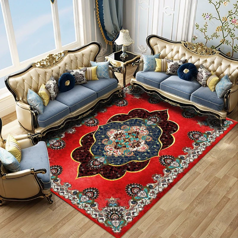 Area rug Persian‑style, retro ethnic boho design, for coffee table/sofa/bedside, multiple sizes