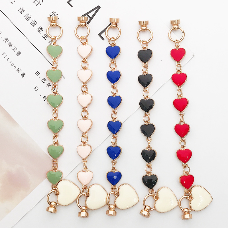 Yilian New Style Oil-Drip Heart Bracelet DIY Jewelry Accessories Zinc Alloy Heart Chain Phone Case Bag Accessories