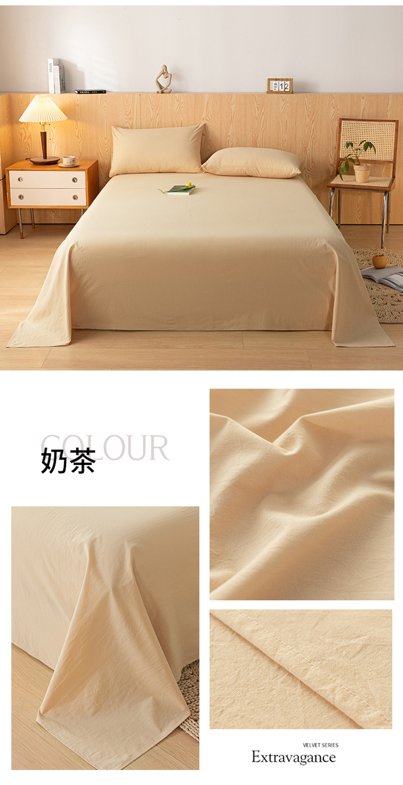 Sábana de algodón lavado de algodón grueso pieza individual 100 algodón dormitorio de estudiantes cama individual funda de almohada de tres piezas 2