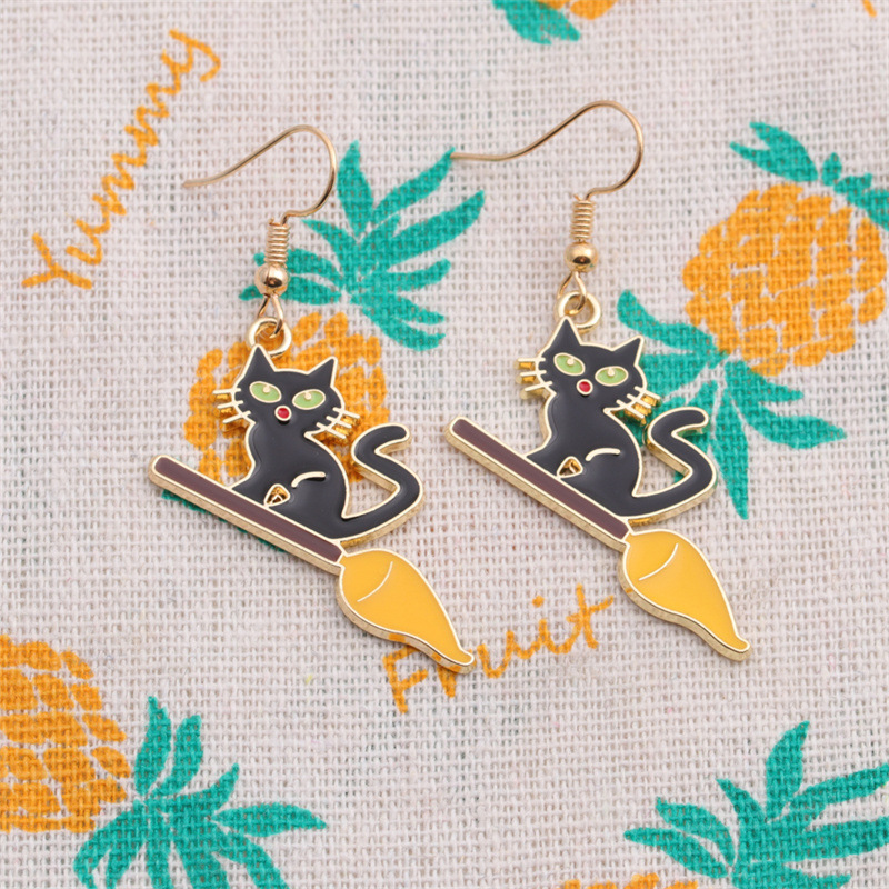 Europeo y Americano transfronterizo Amazon joyería de moda Divertido gato de Halloween exagerada pendientes collar Accesorios
