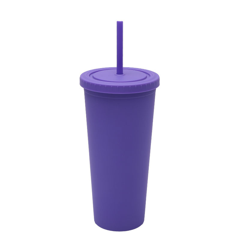 Transfronterizo suministro directo de tazas de paja de plástico de doble capa simple taza de agua de gran capacidad esmaltada de alto valor facial taza de mano lujosa