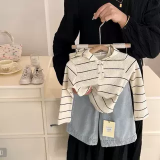 韩版女童秋装套装2026新款洋气儿童条纹连帽上衣长袖阔腿裤两件套