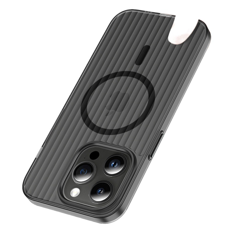 Estuche para PC con succión magnética de rejilla corrugada para iPhone16E Estuche para teléfono móvil con niebla de hielo magnética 14 Apple 15 transparente